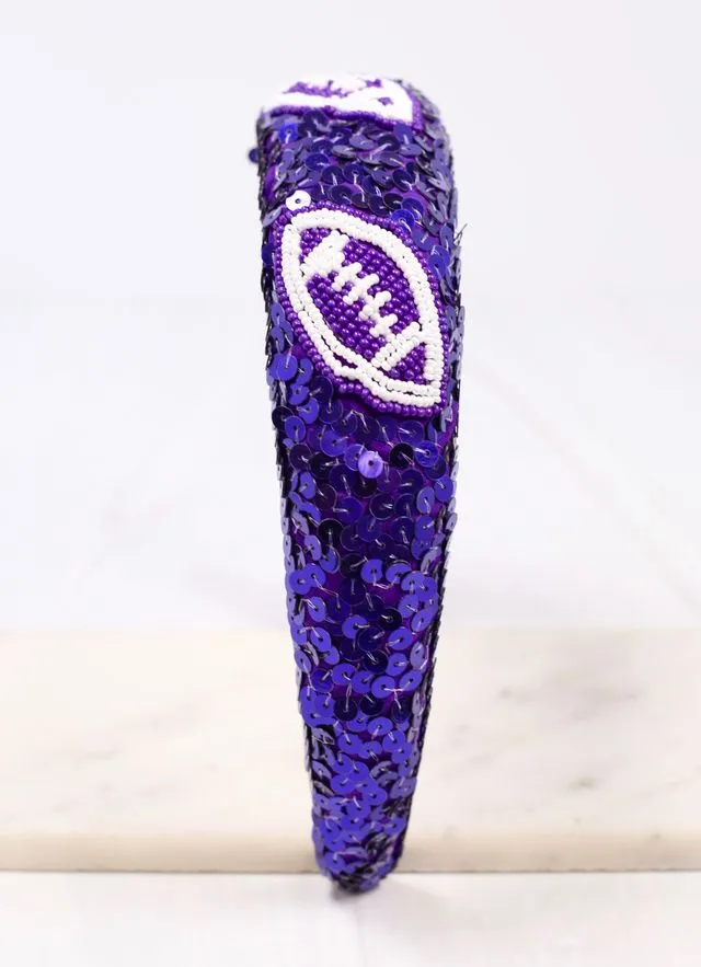 Punt Football Sequin Headband PURPLE