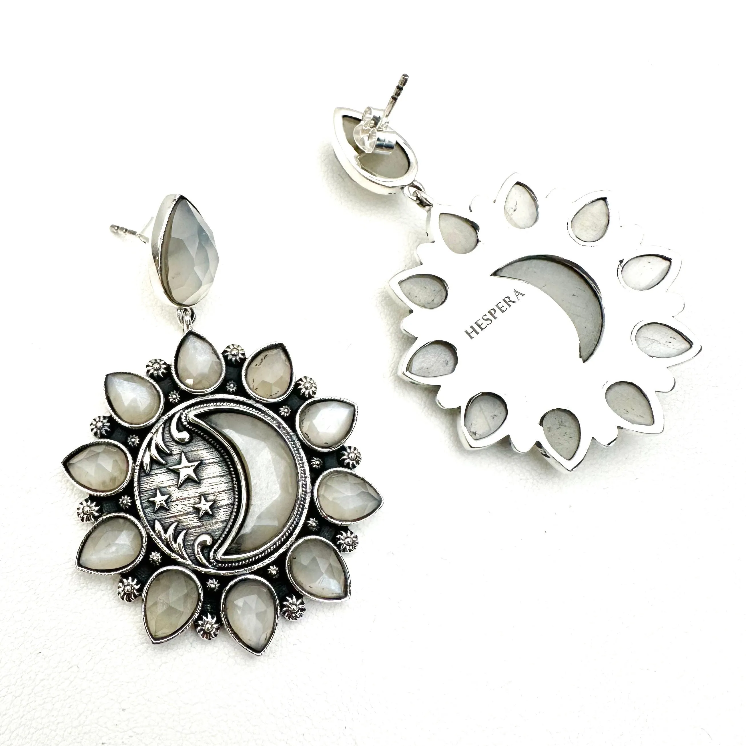 Radiant Moon Earrings - Faceted White Moonstone