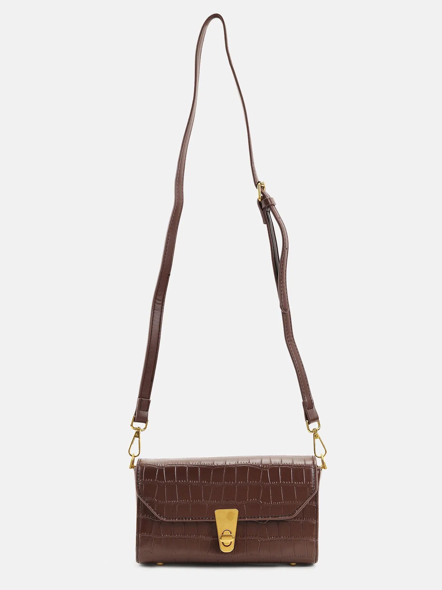 Rectangular Sling Bag Has Structured Flap Style