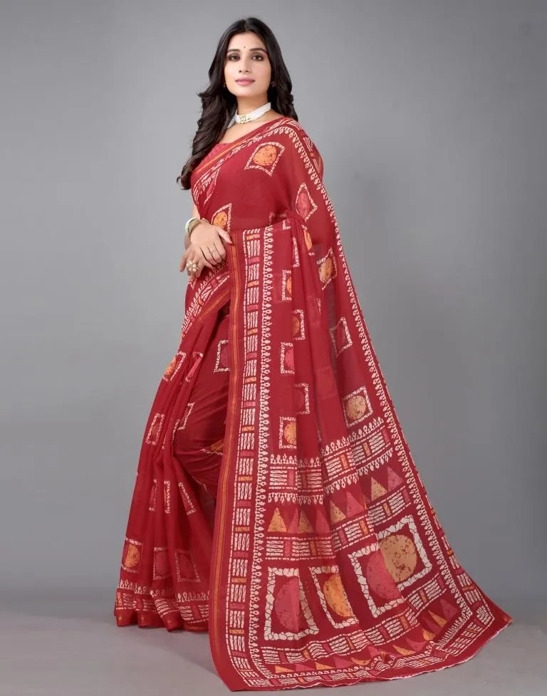 Red Cotton Saree