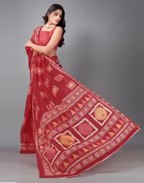 Red Cotton Saree