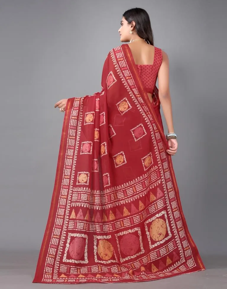 Red Cotton Saree