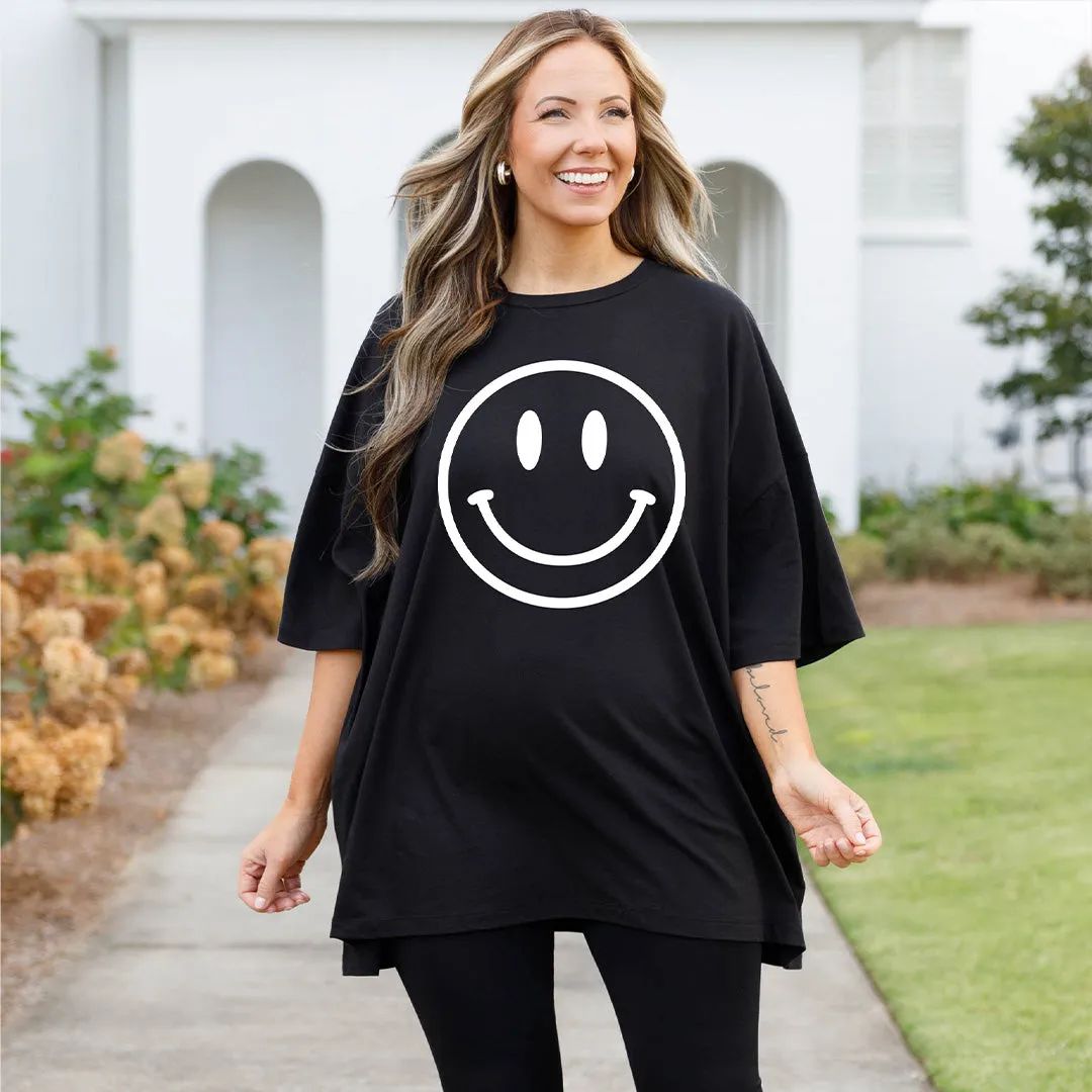 Remember To Smile Boyfriend Tee, Black