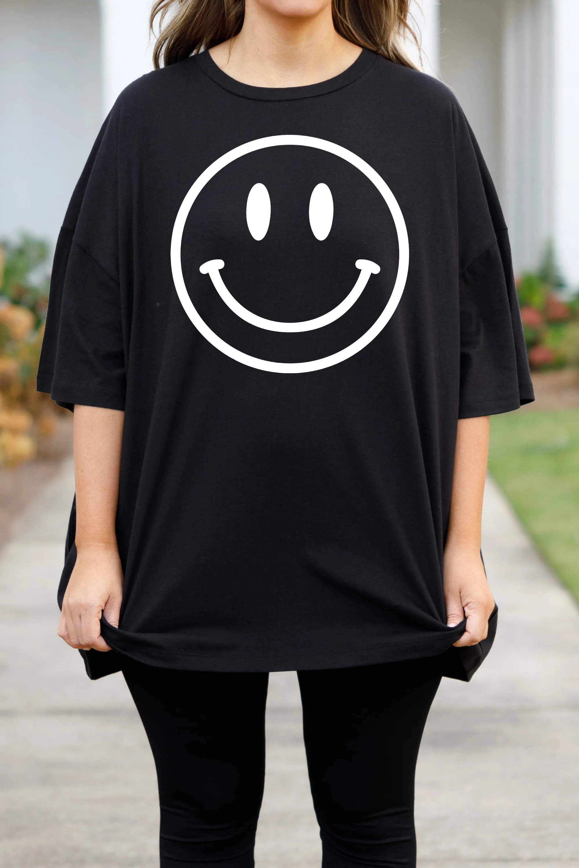 Remember To Smile Boyfriend Tee, Black