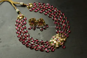 Rhodolite Beaded Jadau Necklace Set