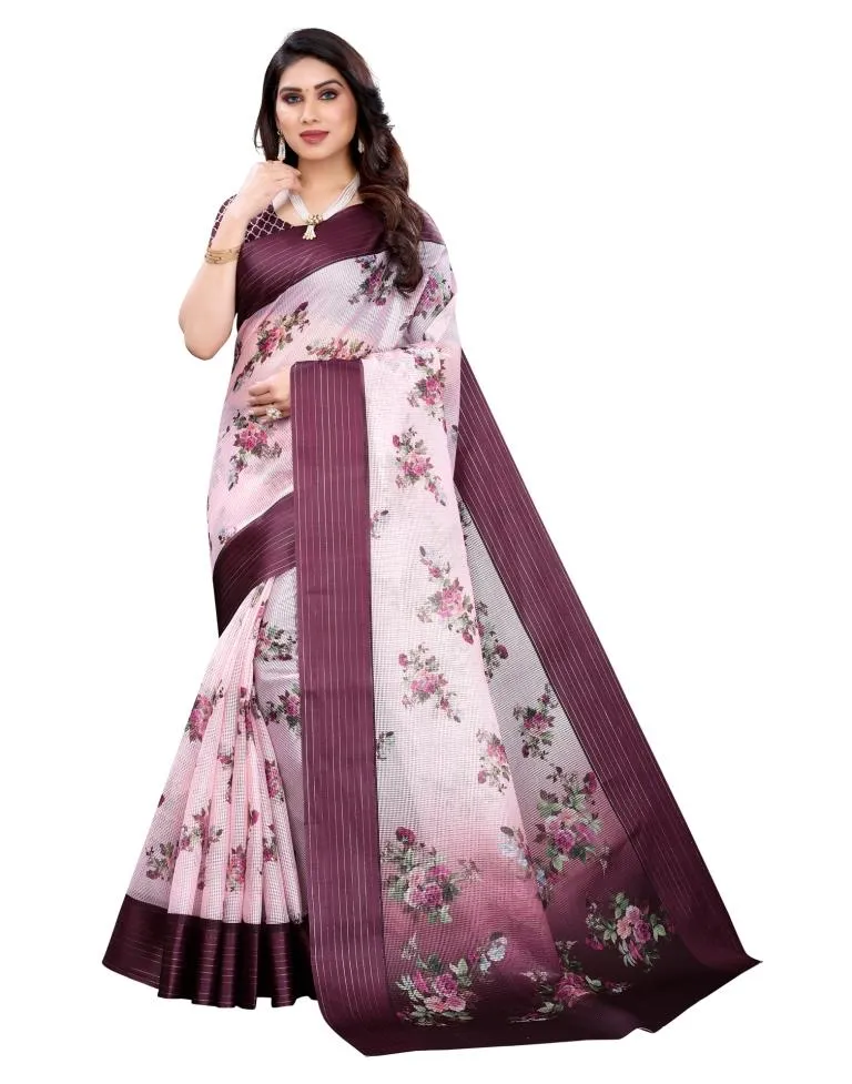 Rose Pink Cotton Saree