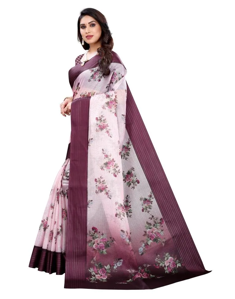 Rose Pink Cotton Saree