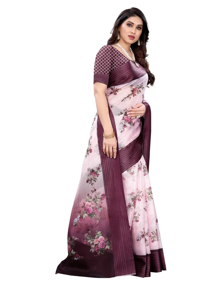 Rose Pink Cotton Saree