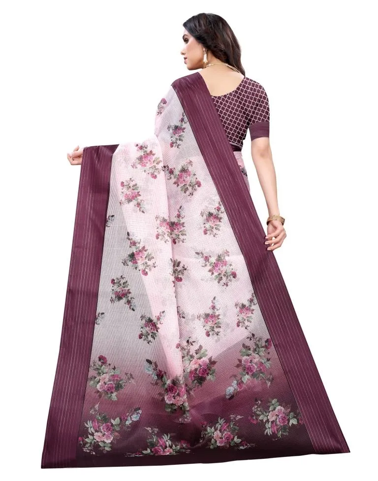 Rose Pink Cotton Saree