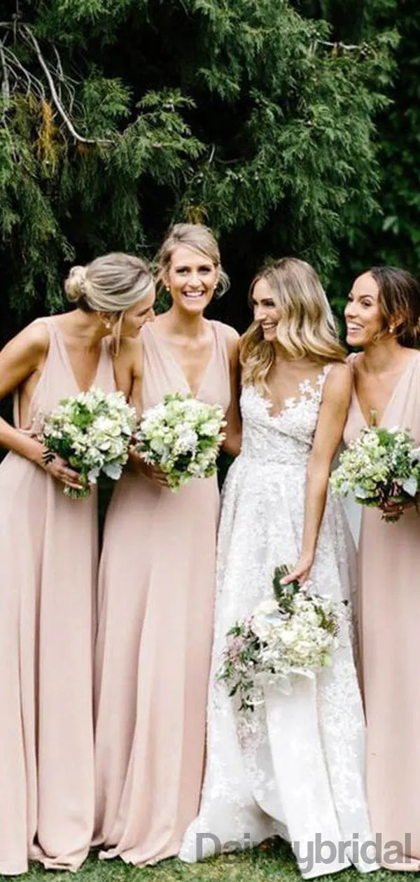 Sexy V-neck A-line Chiffon Bridesmaid Dresses.DB10336