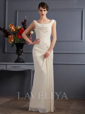 Sheath Scoop Beading Floor-Length Chiffon Dress  #YP230184