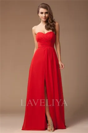 Sheath Sweetheart Pleated Floor-Length Chiffon Bridesmaid Dress  #ZB230287