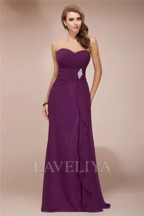 Sheath Sweetheart Ruffles Floor-Length Chiffon Bridesmaid Dress  #ZB230220