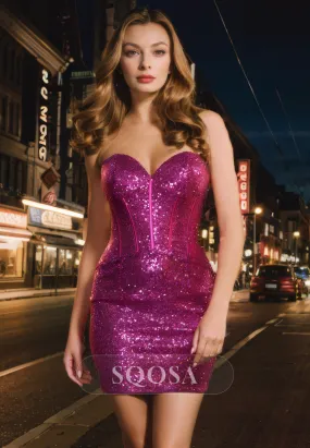 Sheath Sweetheart Sequins Short Homecoming Dress Tight Graduation Dress