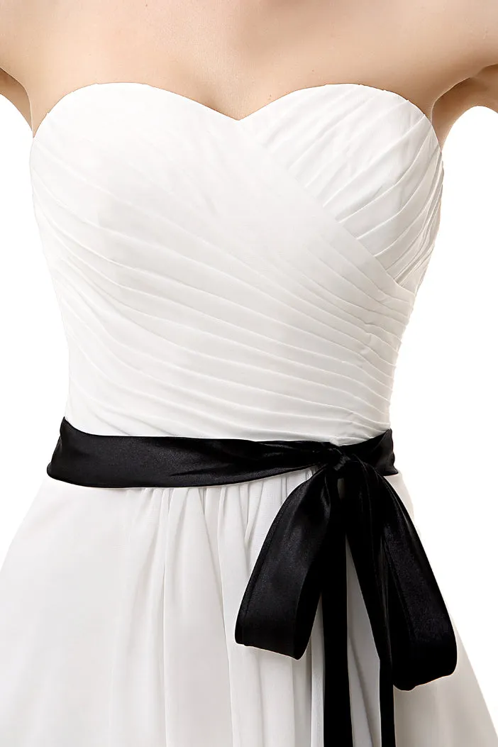 Simple Pleated White Homecoming Dresses