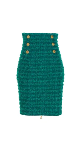 Slim-fit Tweed Skirt - Turquoise