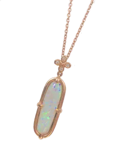 SOLD.              3.12 Australian Opal set in 18k rose gold with 1 diamond Oli and Tess flower ONE OF A KIND