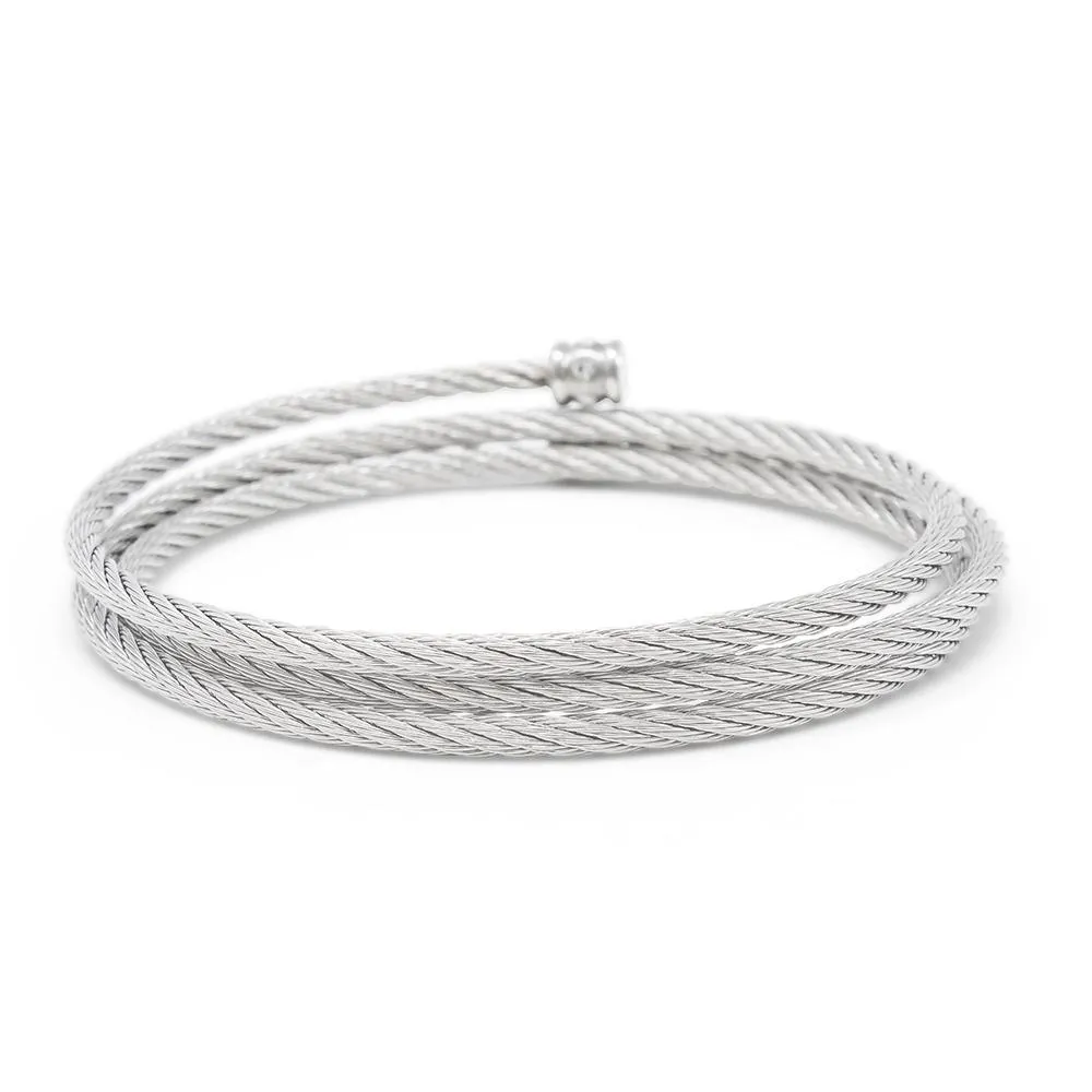 Stainless Steel Braided Cable Loop Bangle Bracelet