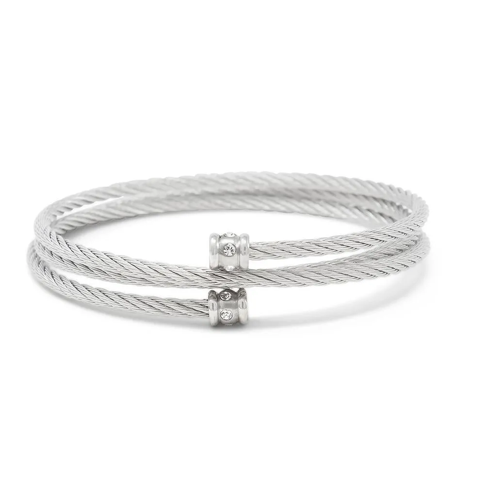 Stainless Steel Braided Cable Loop Bangle Bracelet