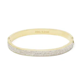 Stainless Steel Crystal Pave Band Bracelet Gold Plated