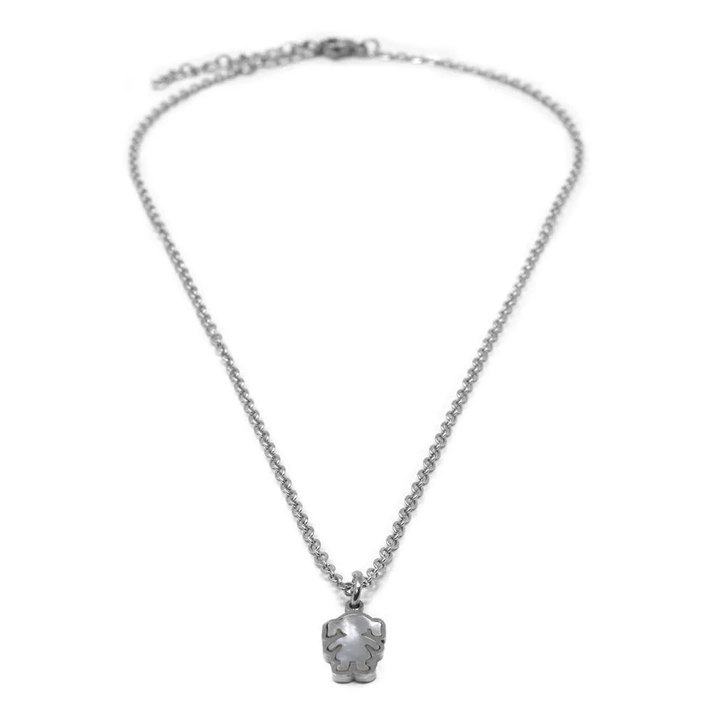 Stainless Steel MOP Girl Necklace Earrings Set