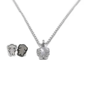 Stainless Steel MOP Girl Necklace Earrings Set