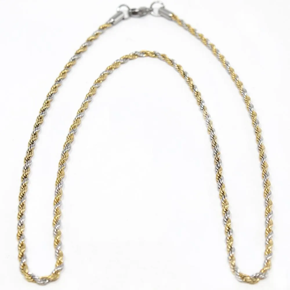 Stainless Steel Two Tone Rope Chain 3MM