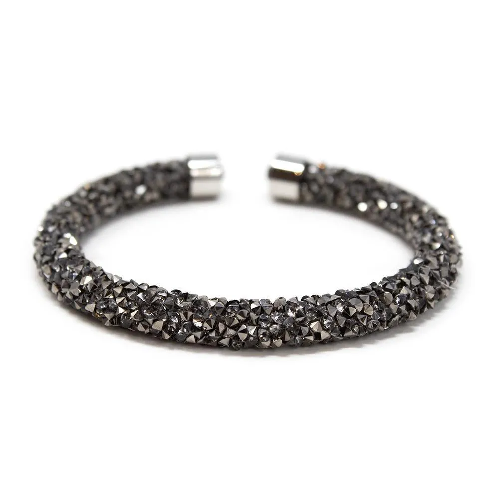 Stainless Steel Wrapped Crystals Bracelet Black