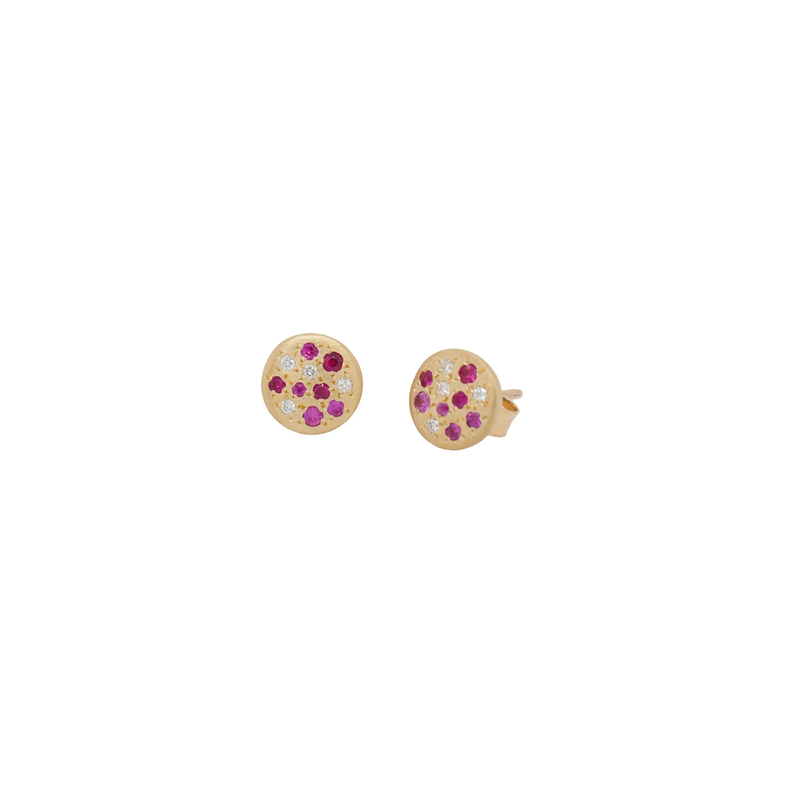 Tidal Pool Studs W/ Rubies and Diamonds