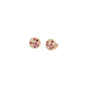 Tidal Pool Studs W/ Rubies and Diamonds