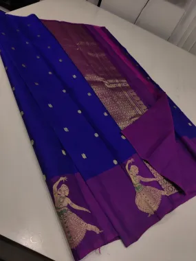 Traditional Bharatnatyam Dancers Design Kanjeevaram Silk Saree for Women -SRISAI001BSE