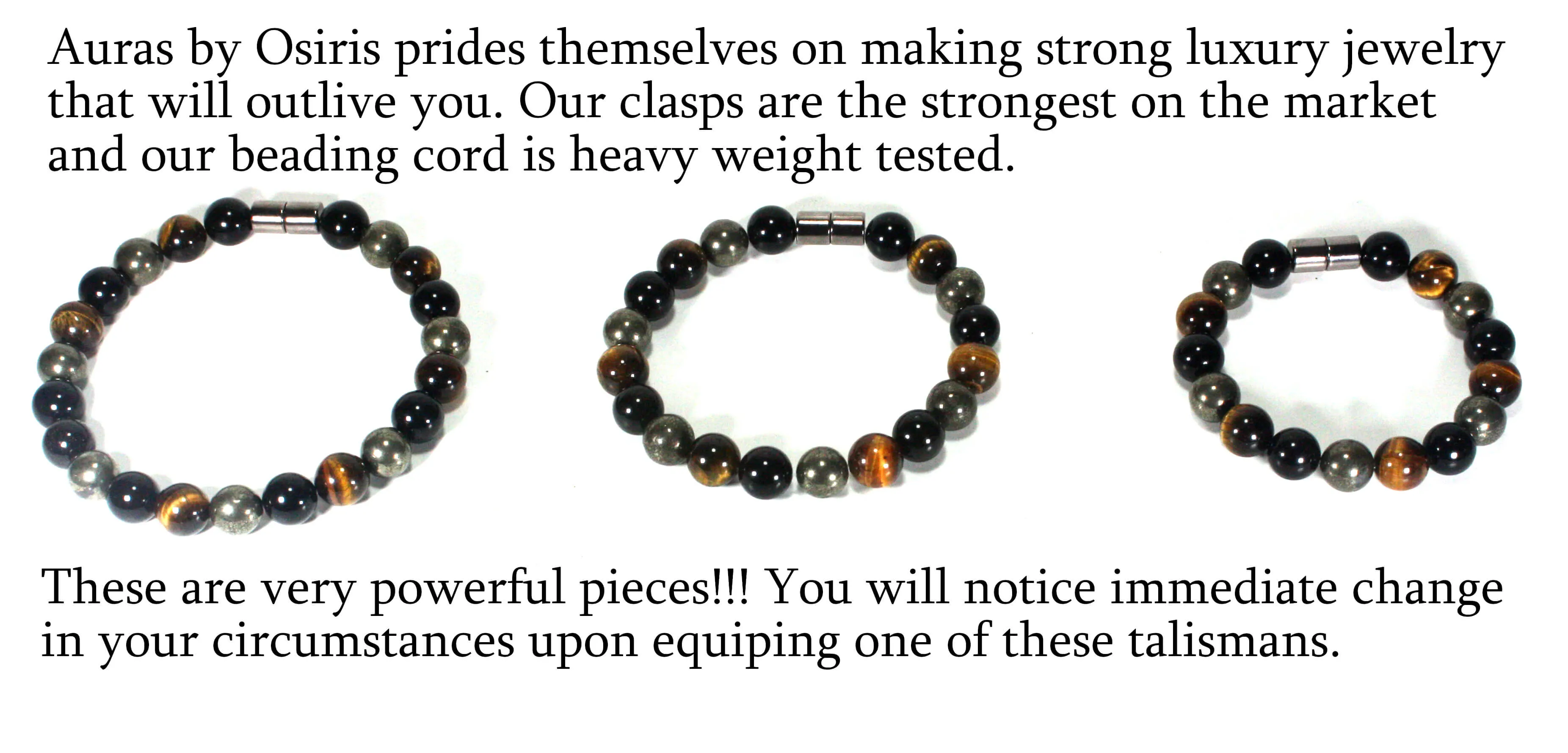 Triple Protection Bracelet - Black Tourmaline Crystal - Tiger Eye Crystal - Pyrite Crystal