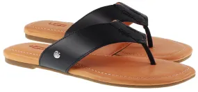 Ugg Boots Womens Carey Flip Flop Black Leather