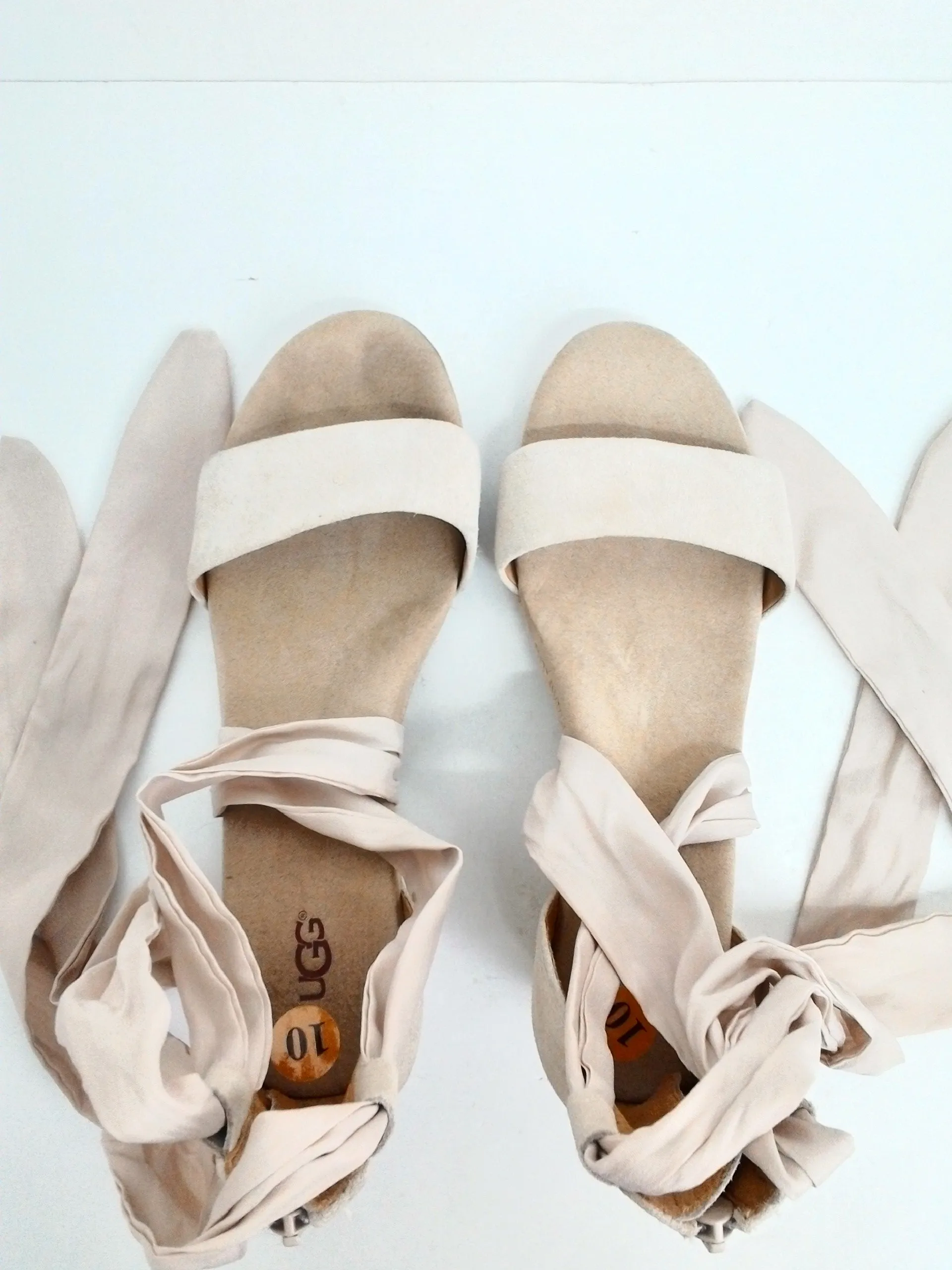 UGG Women's Nude Wedge Espadrille Sandals Size 10