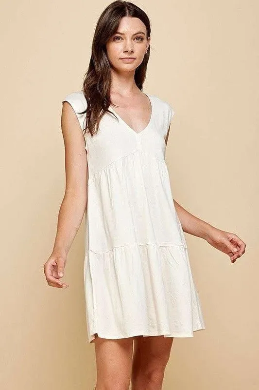 V-Neck Line Skimmer Tier Dress