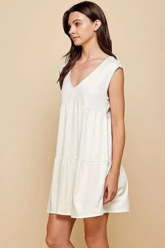 V-Neck Line Skimmer Tier Dress