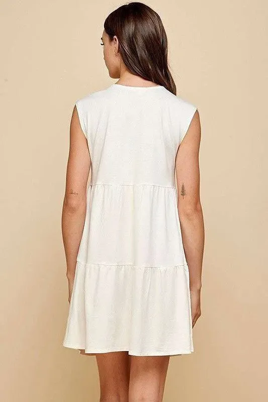 V-Neck Line Skimmer Tier Dress