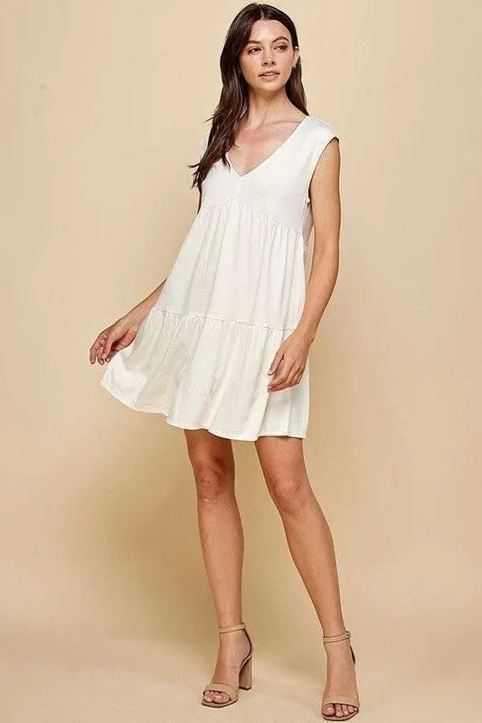 V-Neck Line Skimmer Tier Dress