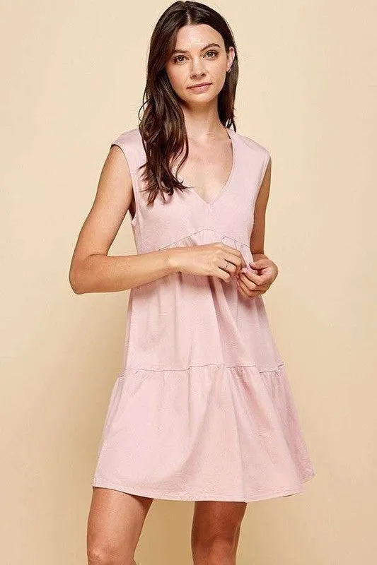 V-Neck Line Skimmer Tier Dress