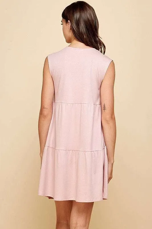 V-Neck Line Skimmer Tier Dress