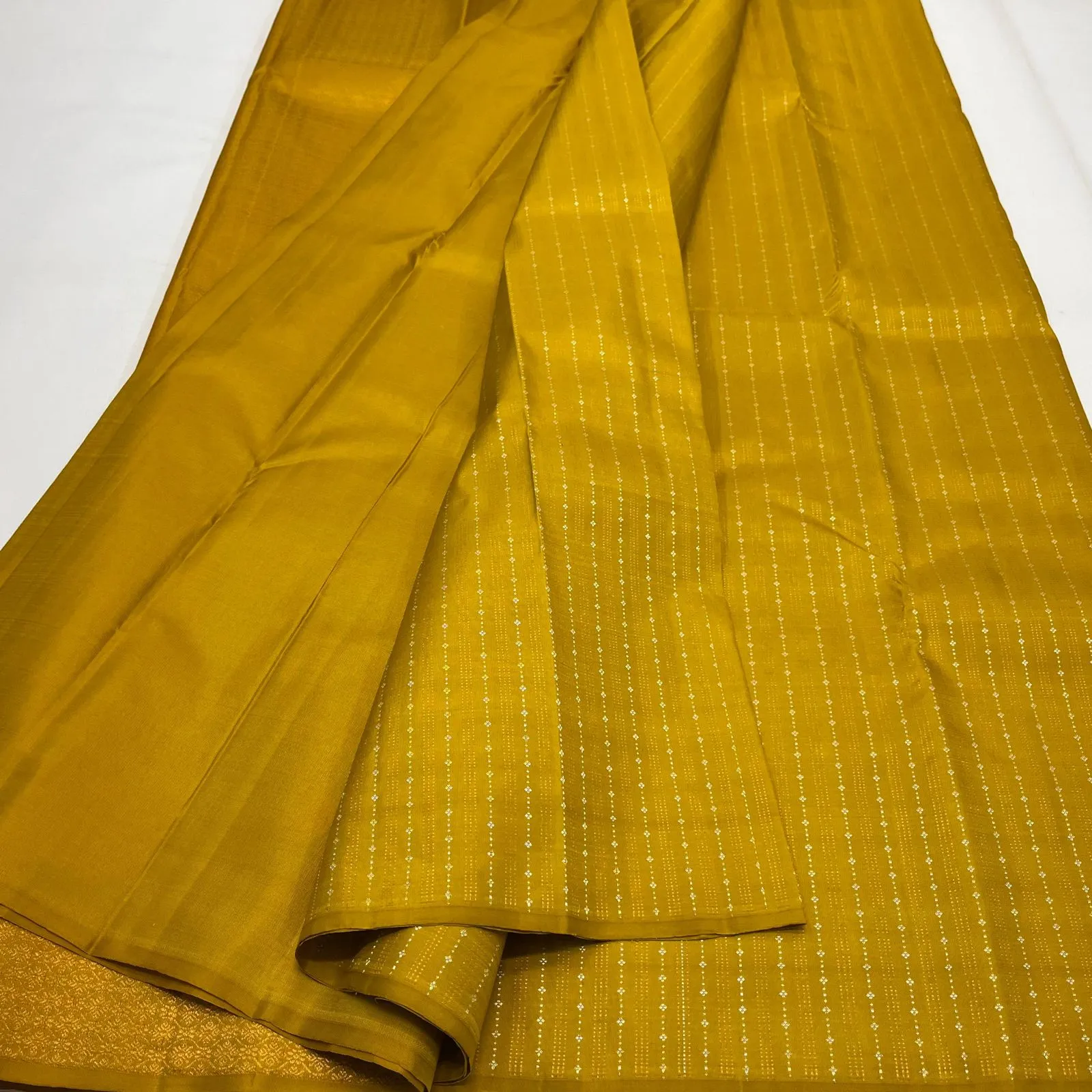  Vaira Oosi  Golden Yellow shade Kanjivaram Pure Silk Handloom Double warp self grand pallu and blouse -PDS001VO