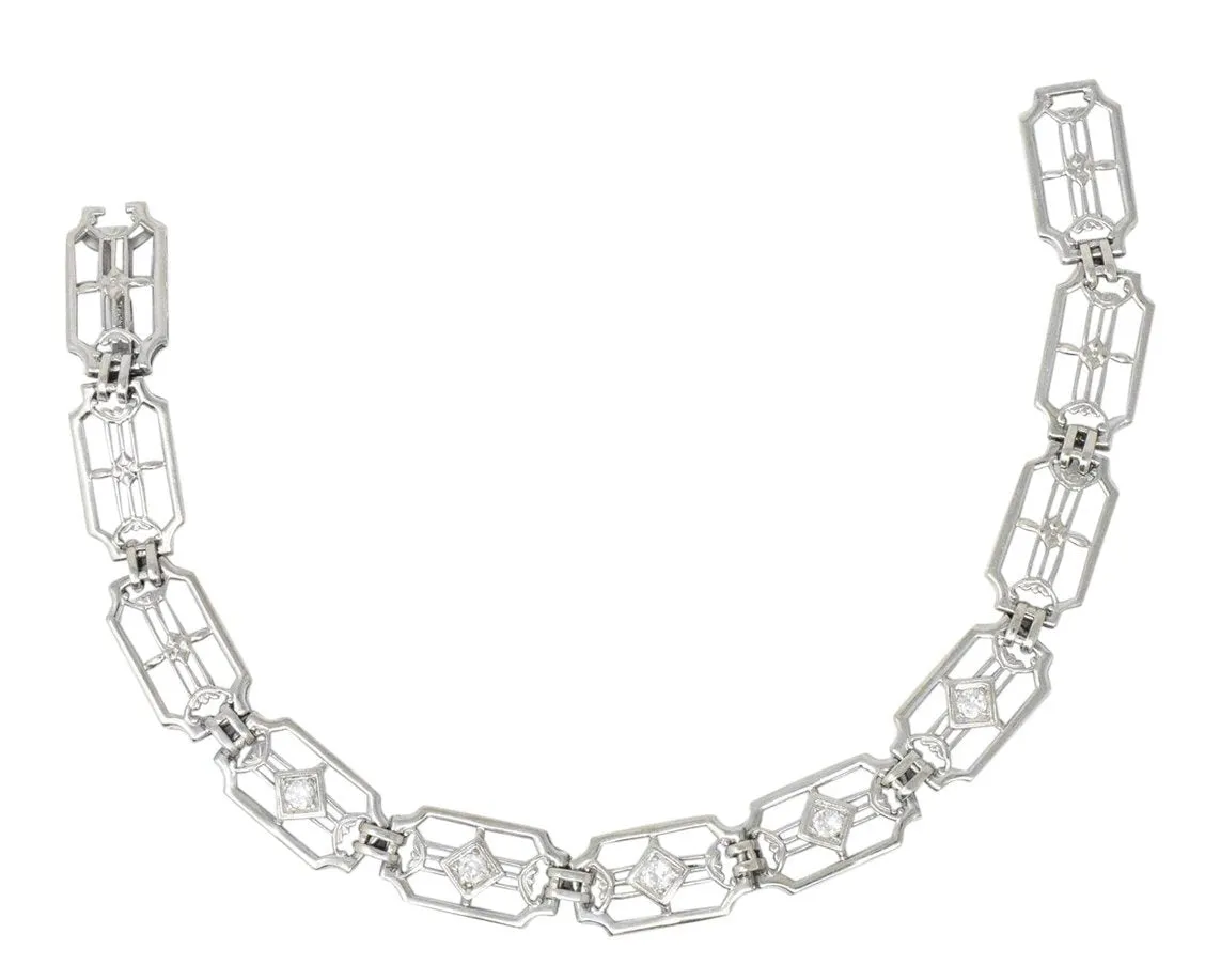 Versatile Art Deco .40 CTW Diamond 14K White Gold Bracelet