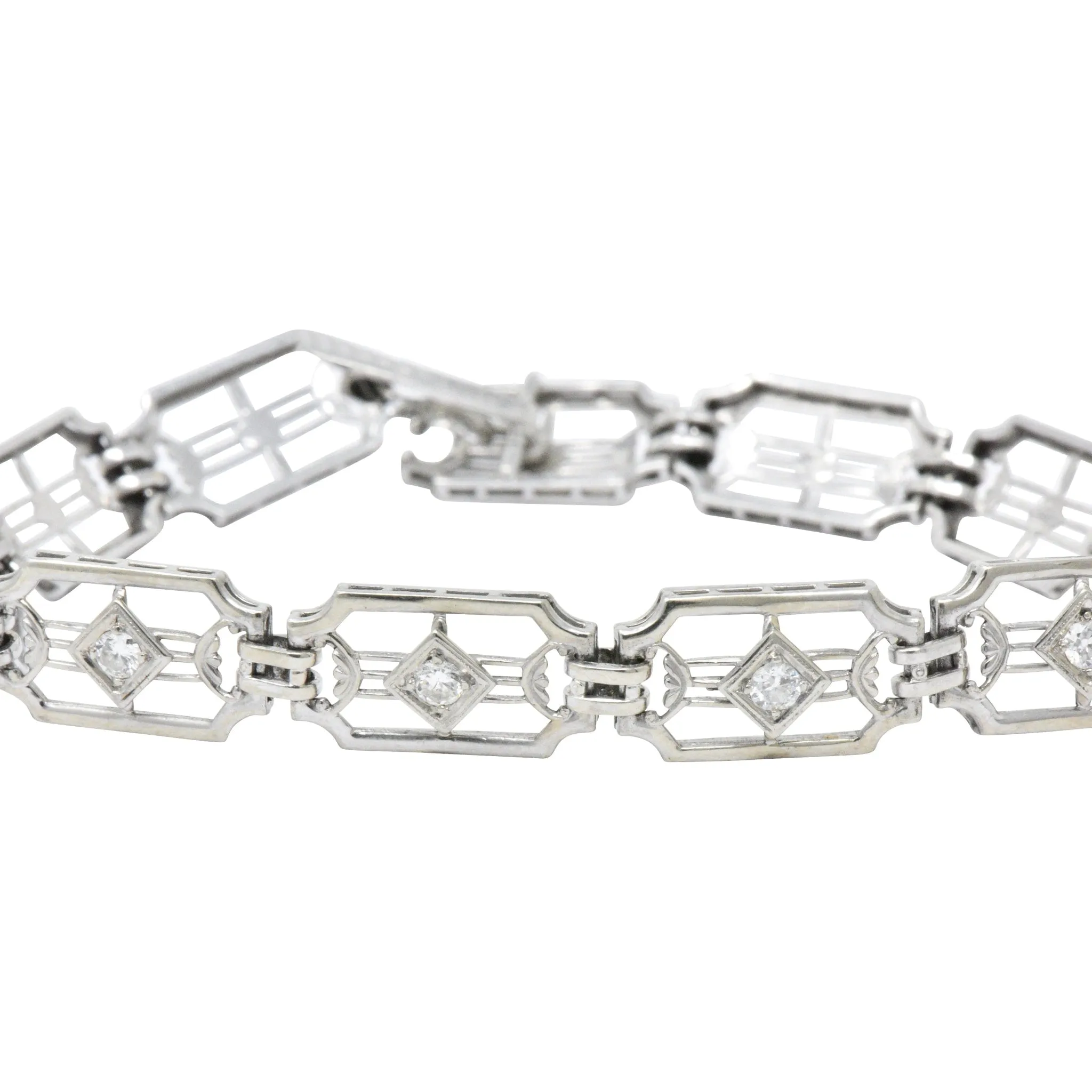 Versatile Art Deco .40 CTW Diamond 14K White Gold Bracelet