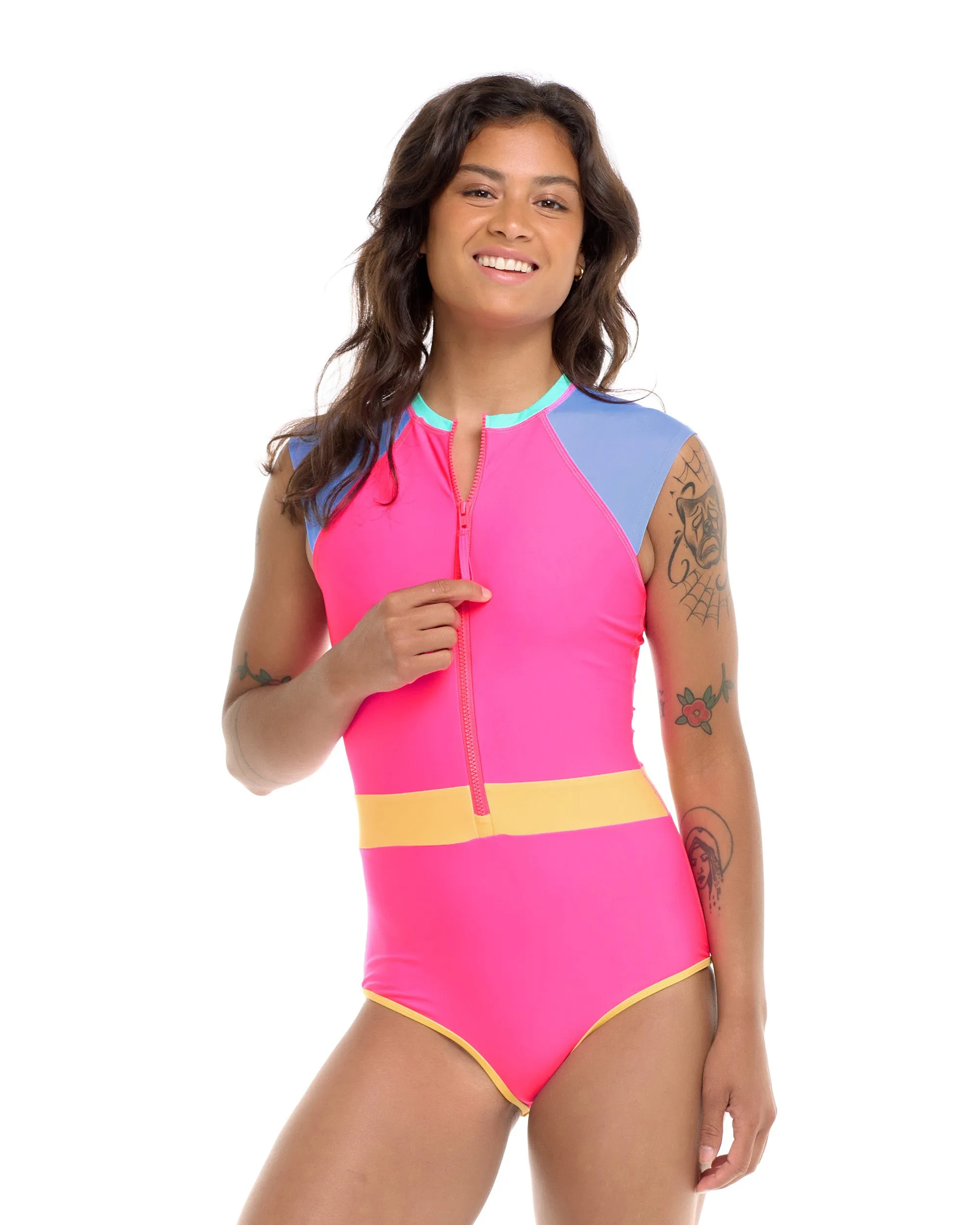 Vibration Stand Up One-Piece Swimsuit - Bubble Gum