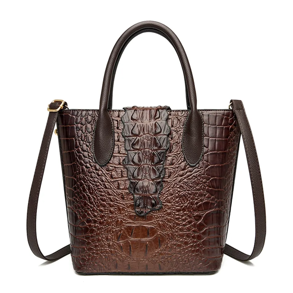 Women's Crocodile Pattern Large Capacity Crossbody Shoulder Handbags