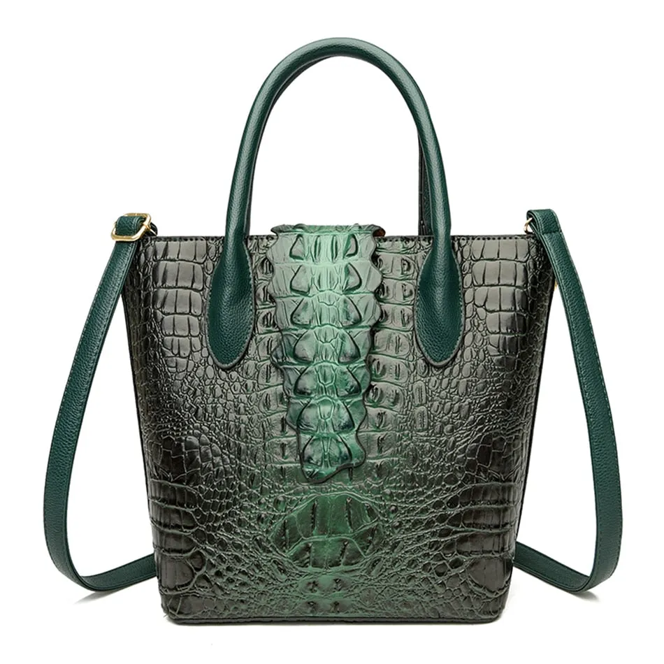 Women's Crocodile Pattern Large Capacity Crossbody Shoulder Handbags