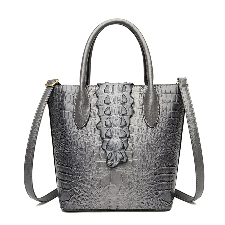 Women's Crocodile Pattern Large Capacity Crossbody Shoulder Handbags