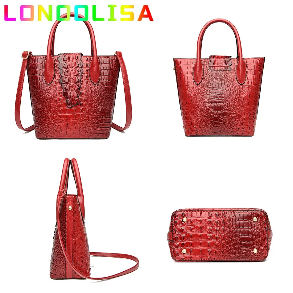 Women's Crocodile Pattern Large Capacity Crossbody Shoulder Handbags