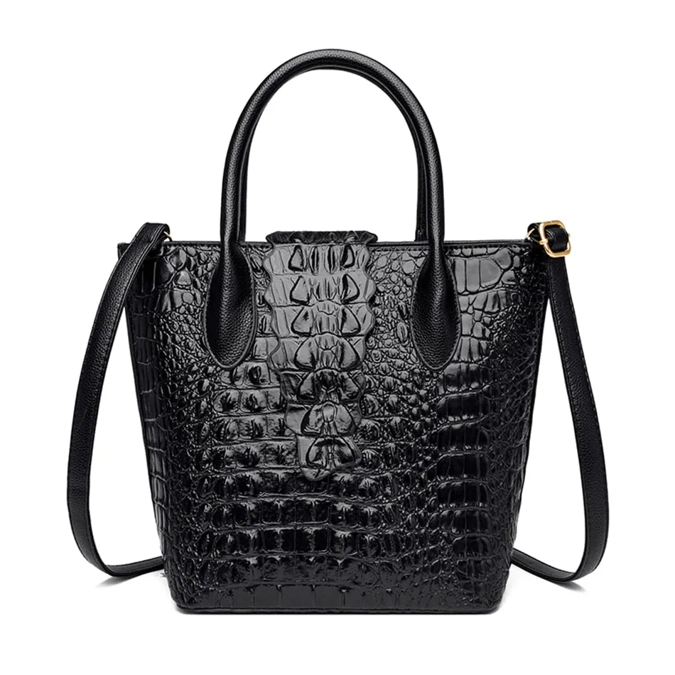 Women's Crocodile Pattern Large Capacity Crossbody Shoulder Handbags