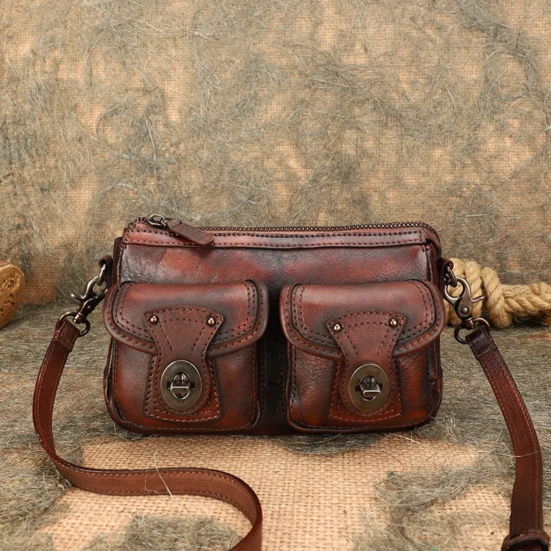 Women's Handmade First Layer Cowhide Leather Large Capacity Sling Handbag